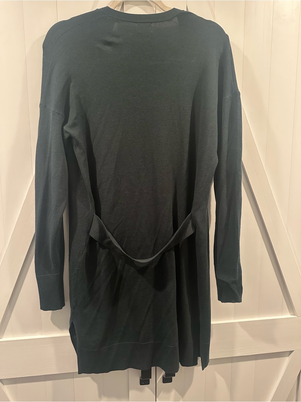 Long Sleeve Open Front Cardigan in Dark Green